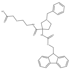 2-[(2-{[1-benzyl-3-({[(9H-fluoren-9-yl)methoxy]carbonyl}amino)pyrrolidin-3-yl]formamido}ethyl)sulfanyl]acetic acid Structure