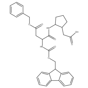 2-[(1RS,2SR)-2-[(2S)-3-(benzyl carboxy)-2-({[(9H-fluoren-9-yl)methoxy]carbonyl}amino)propanamido]cyclopentyl]acetic acid结构式