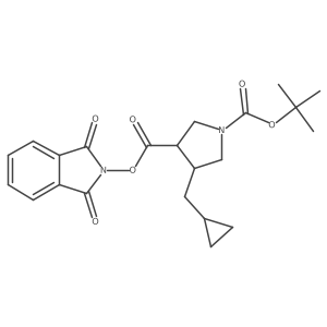 rac-1-tert-butyl 3-(1,3-dioxo-2,3-dihydro-1H-isoindol-2-yl) (3R,4R)-4-(cyclopropylmethyl)pyrrolidine-1,3-dicarboxylate结构式