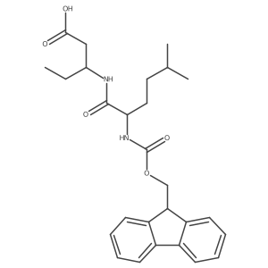 (3R)-3-[2-({[(9H-fluoren-9-yl)methoxy]carbonyl}amino)-5-methylhexanamido]pentanoic acid结构式