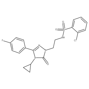 2-chloro-N-(2-(4-cyclopropyl-3-(4-fluorophenyl)-5-oxo-4,5-dihydro-1H-1,2,4-triazol-1-yl)ethyl)benzenesulfonamide结构式
