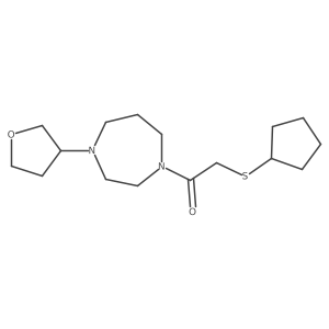 2-(Cyclopentylsulfanyl)-1-[4-(oxolan-3-yl)-1,4-diazepan-1-yl]ethan-1-one结构式