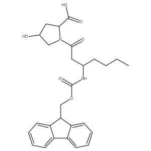 (2S,4R)-1-[3-({[(9H-fluoren-9-yl)methoxy]carbonyl}amino)heptanoyl]-4-hydroxypyrrolidine-2-carboxylic acid结构式