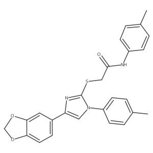 2-((4-(benzo[d][1,3]dioxol-5-yl)-1-(p-tolyl)-1H-imidazol-2-yl)thio)-N-(p-tolyl)acetamide结构式