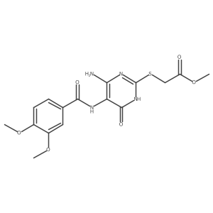 Methyl 2-((4-amino-5-(3,4-dimethoxybenzamido)-6-oxo-1,6-dihydropyrimidin-2-yl)thio)acetate Structure