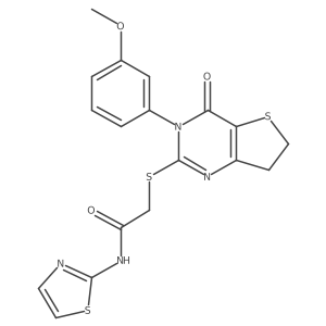 2-((3-(3-methoxyphenyl)-4-oxo-3,4,6,7-tetrahydrothieno[3,2-d]pyrimidin-2-yl)thio)-N-(thiazol-2-yl)acetamide结构式