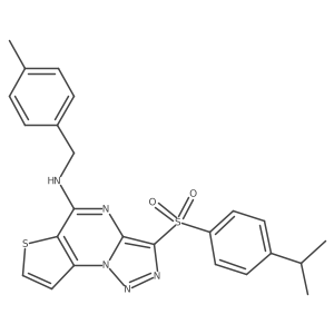 3-((4-isopropylphenyl)sulfonyl)-N-(4-methylbenzyl)thieno[2,3-e][1,2,3]triazolo[1,5-a]pyrimidin-5-amine结构式