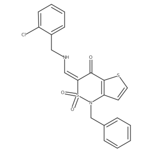 (Z)-1-benzyl-3-(((2-chlorobenzyl)amino)methylene)-1H-thieno[3,2-c][1,2]thiazin-4(3H)-one 2,2-dioxide结构式