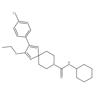 2-(4-chlorophenyl)-N-cyclohexyl-3-(ethylthio)-1,4,8-triazaspiro[4.5]deca-1,3-diene-8-carboxamide Structure