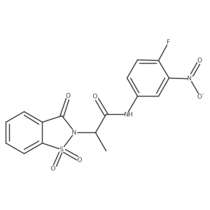 2-(1,1-dioxido-3-oxobenzo[d]isothiazol-2(3H)-yl)-N-(4-fluoro-3-nitrophenyl)propanamide Structure
