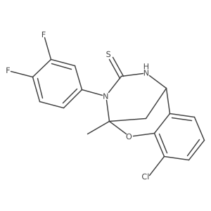 10-chloro-3-(3,4-difluorophenyl)-2-methyl-5,6-dihydro-2H-2,6-methanobenzo[g][1,3,5]oxadiazocine-4(3H)-thione结构式