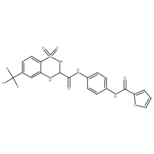 N-(4-(furan-2-carboxamido)phenyl)-6-(trifluoromethyl)-3,4-dihydro-2H-benzo[e][1,2,4]thiadiazine-3-carboxamide 1,1-dioxide Structure