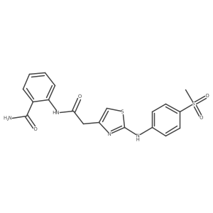 CS(=O)(=O)c1ccc(Nc2nc(CC(=O)Nc3ccccc3C(N)=O)cs2)cc1结构式