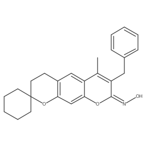 N-{7'-benzyl-6'-methyl-4',8'-dihydro-3'H-spiro[cyclohexane-1,2'-pyrano[3,2-g]chromen]-8'-ylidene}hydroxylamine结构式