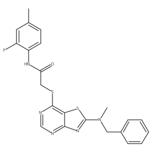 2-((2-(benzyl(methyl)amino)thiazolo[4,5-d]pyrimidin-7-yl)thio)-N-(2-fluoro-4-methylphenyl)acetamide Structure