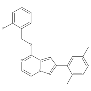 2-(2,5-Dimethylphenyl)-4-[(2-fluorobenzyl)thio]pyrazolo[1,5-a]pyrazine Structure
