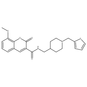 8-methoxy-2-oxo-N-((1-(thiophen-2-ylmethyl)piperidin-4-yl)methyl)-2H-chromene-3-carboxamide结构式
