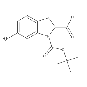1-(Tert-butyl) 2-methyl 6-aminoindoline-1,2-dicarboxylate结构式