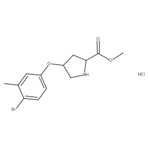 Methyl (2S,4S)-4-(4-bromo-3-methylphenoxy)-2-pyrrolidinecarboxylate hydrochloride结构式
