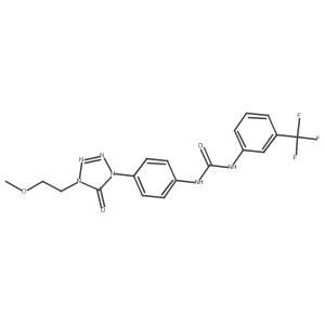 3-{4-[4-(2-methoxyethyl)-5-oxo-4,5-dihydro-1H-1,2,3,4-tetrazol-1-yl]phenyl}-1-[3-(trifluoromethyl)phenyl]urea Structure