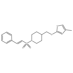 (E)-4-methyl-2-(((1-(styrylsulfonyl)piperidin-4-yl)methyl)thio)thiazole结构式