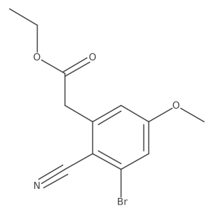 Ethyl 3-bromo-2-cyano-5-methoxyphenylacetate Structure
