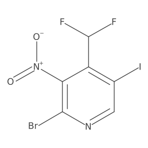 2-Bromo-4-(difluoromethyl)-5-iodo-3-nitropyridine Structure