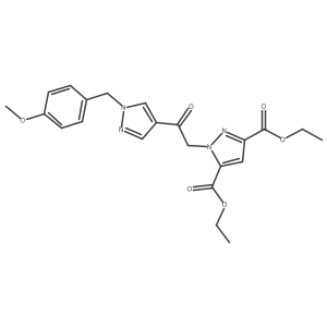1-[2-[1-[(4-Methoxyphenyl)methyl]-1h-pyrazol-4-yl]-2-oxoethyl]-1h-pyrazole-3,5-dicarboxylic acid 3,5-diethyl ester结构式