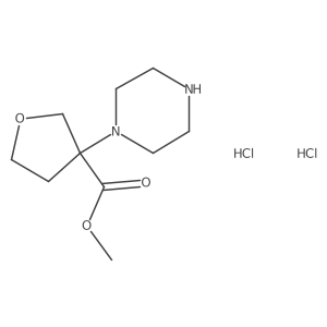 Methyl 3-(piperazin-1-yl)oxolane-3-carboxylate dihydrochloride结构式