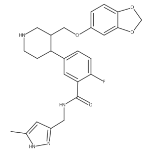 5-[(3S,4R)-3-(1,3-benzodioxol-5-yloxymethyl)piperidin-4-yl]-2-fluoro-N-[(5-methyl-1H-pyrazol-3-yl)methyl]benzamide Structure