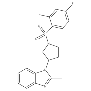 1-(1-((4-fluoro-2-methylphenyl)sulfonyl)pyrrolidin-3-yl)-2-methyl-1H-benzo[d]imidazole结构式