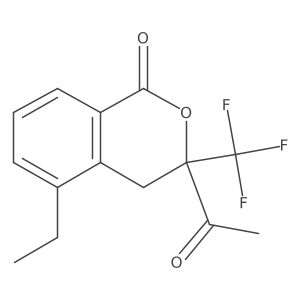 3-acetyl-5-ethyl-3-(trifluoromethyl)-3,4-dihydro-1H-2-benzopyran-1-one结构式
