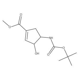 Methyl (3S,4S)-4-((tert-butoxycarbonyl)amino)-3-hydroxycyclopent-1-ene-1-carboxylate结构式