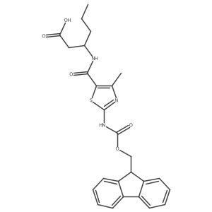 (3R)-3-{[2-({[(9H-fluoren-9-yl)methoxy]carbonyl}amino)-4-methyl-1,3-thiazol-5-yl]formamido}hexanoic acid结构式
