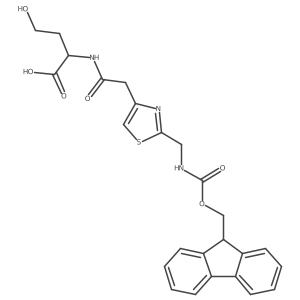 (2S)-2-(2-{2-[({[(9H-fluoren-9-yl)methoxy]carbonyl}amino)methyl]-1,3-thiazol-4-yl}acetamido)-4-hydroxybutanoic acid结构式