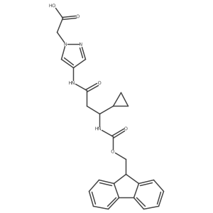 2-{4-[3-cyclopropyl-3-({[(9H-fluoren-9-yl)methoxy]carbonyl}amino)propanamido]-1H-pyrazol-1-yl}acetic acid结构式