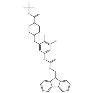 tert-butyl 4-{[5-({[(9H-fluoren-9-yl)methoxy]carbonyl}amino)-2-methyl-3-sulfanylphenyl]methyl}piperazine-1-carboxylate结构式