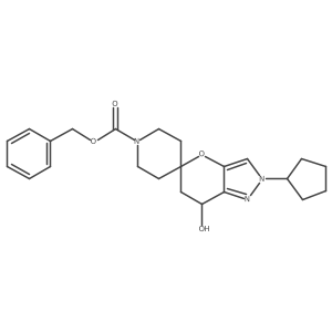 benzyl 2'-cyclopentyl-7'-hydroxy-6',7'-dihydro-2'H-spiro[piperidine-4,5'-pyrano[3,2-c]pyrazole]-1-carboxylate结构式