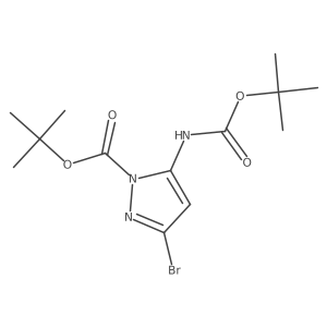 tert-Butyl 3-bromo-5-((tert-butoxycarbonyl)amino)-1H-pyrazole-1-carboxylate结构式
