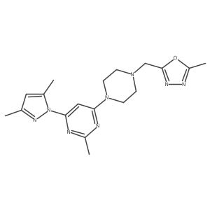 4-(3,5-dimethyl-1H-pyrazol-1-yl)-2-methyl-6-{4-[(5-methyl-1,3,4-oxadiazol-2-yl)methyl]piperazin-1-yl}pyrimidine Structure
