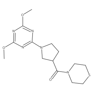 2,4-Dimethoxy-6-[3-(thiomorpholine-4-carbonyl)pyrrolidin-1-yl]-1,3,5-triazine Structure