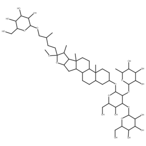 (3b,5a,22x,25S)-Furostane-22-methoxy-3,26-diol 3-[rhamnosyl-(1->2)-[glucosyl-(1->3)]-glucoside] 26-glucoside Structure