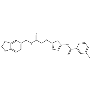 N-(5-((2-((benzo[d][1,3]dioxol-5-ylmethyl)amino)-2-oxoethyl)thio)-1,3,4-thiadiazol-2-yl)-3-methylbenzamide Structure