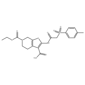 ethyl 3-carbamoyl-2-(2-tosylacetamido)-4,5-dihydrothieno[2,3-c]pyridine-6(7H)-carboxylate Structure
