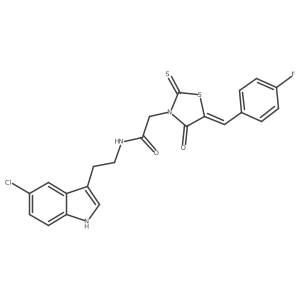 N-[2-(5-chloro-1H-indol-3-yl)ethyl]-2-[(5Z)-5-(4-fluorobenzylidene)-4-oxo-2-thioxo-1,3-thiazolidin-3-yl]acetamide结构式
