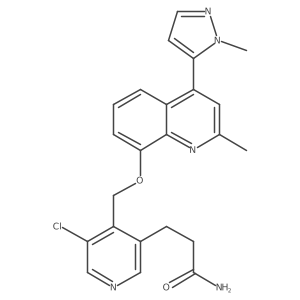 3-{5-chloro-4-[2-methyl-4-(2-methyl-2H-pyrazol-3-yl)-quinolin-8-yloxymethyl]-pyridin-3-yl}-propionamide Structure