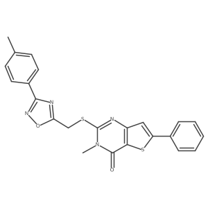 3-methyl-2-({[3-(4-methylphenyl)-1,2,4-oxadiazol-5-yl]methyl}sulfanyl)-6-phenyl-3H,4H-thieno[3,2-d]pyrimidin-4-one Structure
