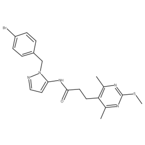 N-{1-[(4-bromophenyl)methyl]-1H-pyrazol-5-yl}-3-[4,6-dimethyl-2-(methylsulfanyl)pyrimidin-5-yl]propanamide Structure