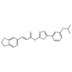 (E)-3-(benzo[d][1,3]dioxol-5-yl)-N-(5-(3-(isopropylthio)phenyl)-1,3,4-oxadiazol-2-yl)acrylamide结构式