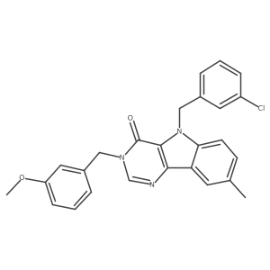 5-(3-chlorobenzyl)-3-(3-methoxybenzyl)-8-methyl-3H-pyrimido[5,4-b]indol-4(5H)-one结构式